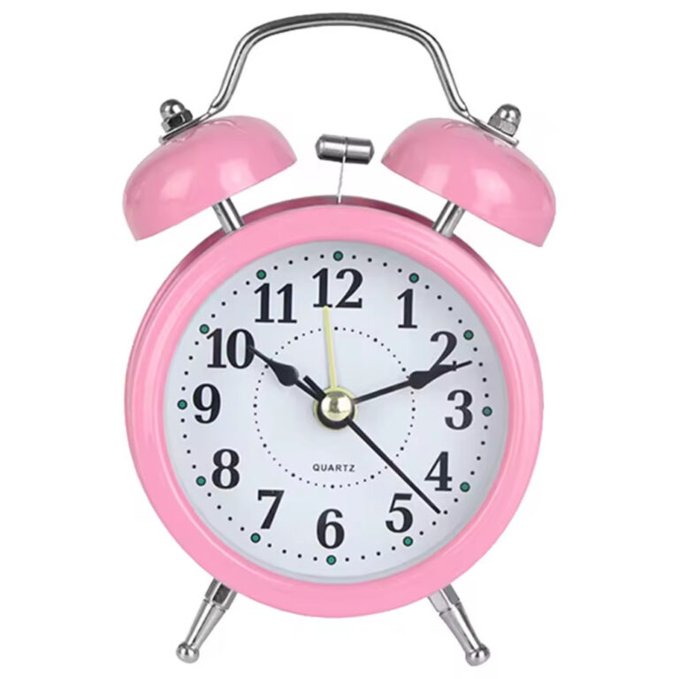 Alarm Clocks Alarm Clock Retro Twin Bell Metal Desk Table Analog Clock Silent with Night Light for Home Office Mini Travel Alarm Clock Digital Clock