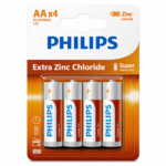 Philips R6L4B/70 AA Extra Zinc Chloride Battery Bundle of 4 Pcs