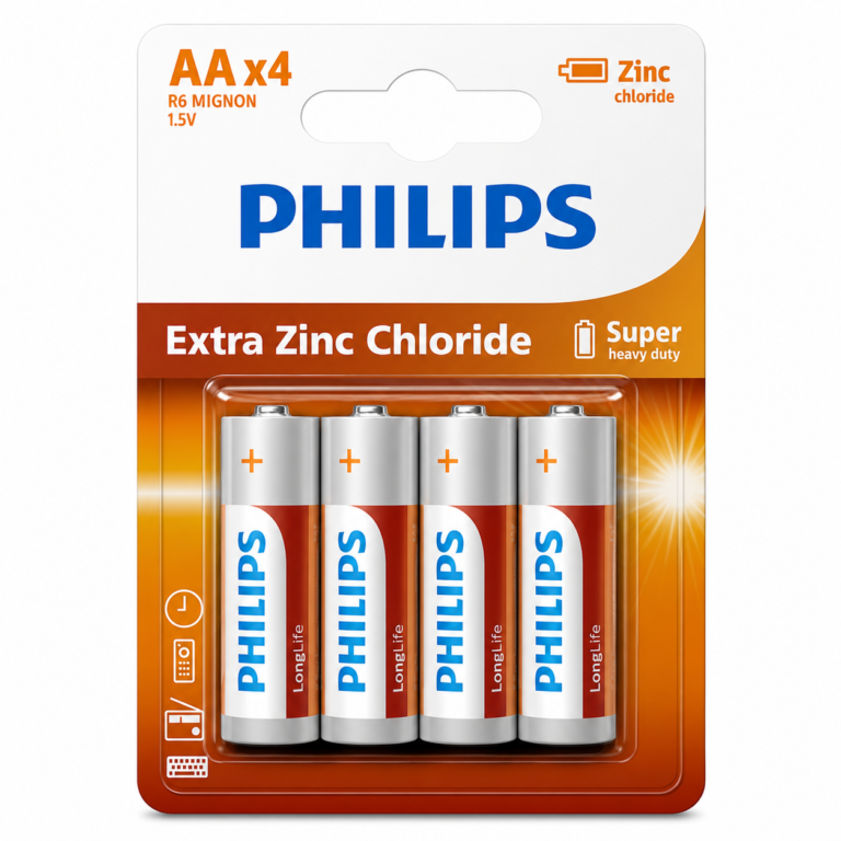Philips R6L4B/70 AA Extra Zinc Chloride Battery Bundle of 4 Pcs
