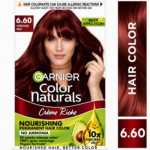 Try the Garnier Color Naturals Intense Red for shiny and silky hair with a vibrant red hair colour that lasts up to 8 weeks. The rich and long-lasting Garnier Intense Red colour provides 100% grey coverage in just 30 minutes! Enriched with 3 essential oils – olive, almond and avocado, Garnier Color Naturals Intense Red leaves your hair looking shiny, silky and nourished. The no ammonia crème formula comes with a superior color lock technology that gives you rich color that lasts up to 8 weeks. Check out the 7 other vibrant Garnier Color Naturals shades that are suited for Indian skin tones. All the Garnier Color Naturals colours come in an easy to use kit that can be used at your convenience. How to use: Perform a skin allergy test hours prior to the coloring. Please purchase the product a day before you color, as you must conduct an allergy test 24 hours before each time you color, even if you have colored your hair before. Wear gloves provided in the box and mix developer and the colorant in a non-metallic bowl in a 1:1 ratio. Start at the roots and work your way towards the tips, while dividing the hair into sections. Leave it for 30 minutes. Rinse with water, apply conditioner and then rinse again. Reveal soft, shiny and radiant hair!