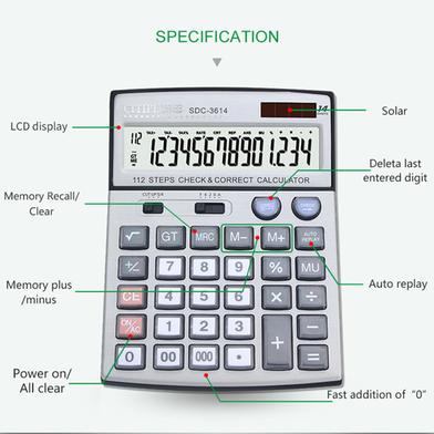 Citiplus Glass Key Series Electronic Calculator - SDC-3614