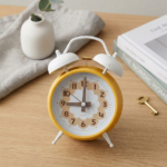 Scandi-Chic Yellow Flower Silent Twin Bell Alarm Clock