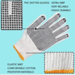 PVC Black Dotted Knitted Working Hand Gloves – 1 Pair