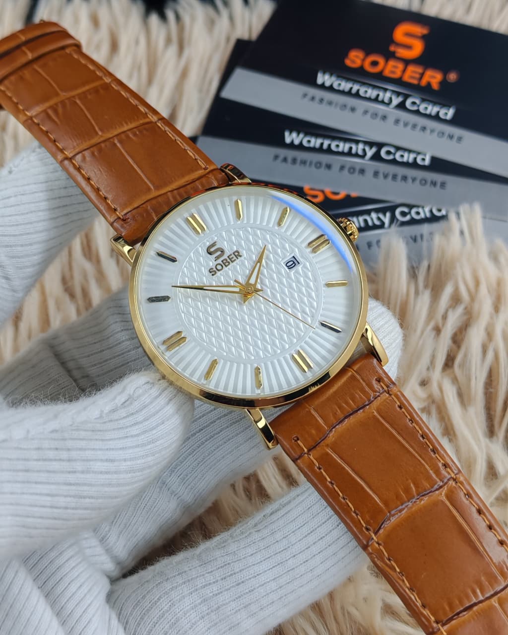 SOBER Classic Luxury Men’s Watch – Elegant White Dial with Premium Leather Strap SOBER Classic Luxury Men’s Watch – Elegant White Dial with Premium Leather Strap