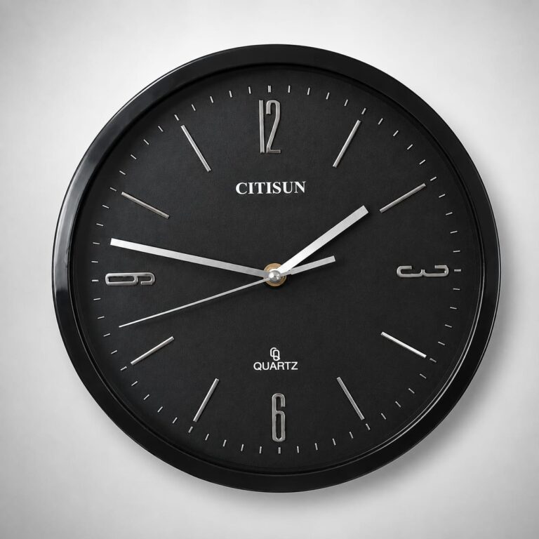 CITISUN Black Quartz Wall Clock – Modern Elegant Round Wall Clock