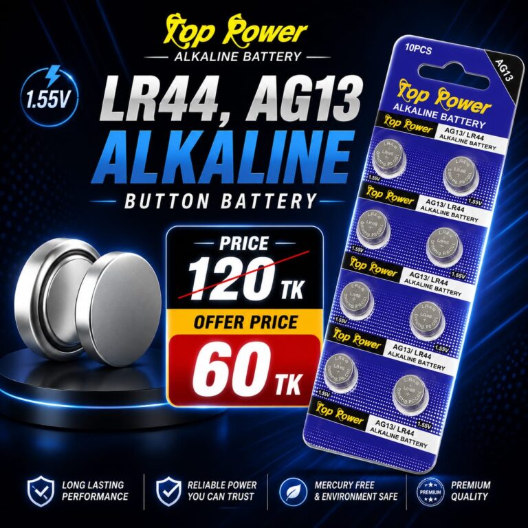 Top Power AG13 LR44 1.55V Button Cell Alkaline Battery-10 Pieces