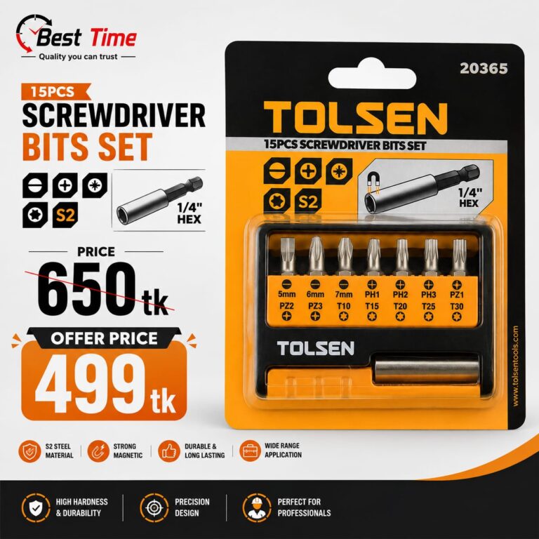 TOLSEN 20365 15Pcs Magnetic Screwdriver Bit Set ( Phillips & Flat ) For Drill