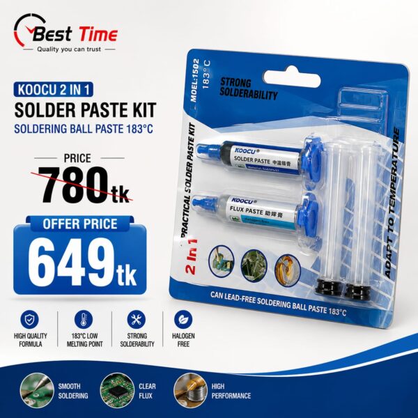 2 in 1 Koocu BGA/IC Solder Kit 138C Flax Paste 5cc + Solder Paste sn42bi58 25g 2 In 1 Solder Kit Set