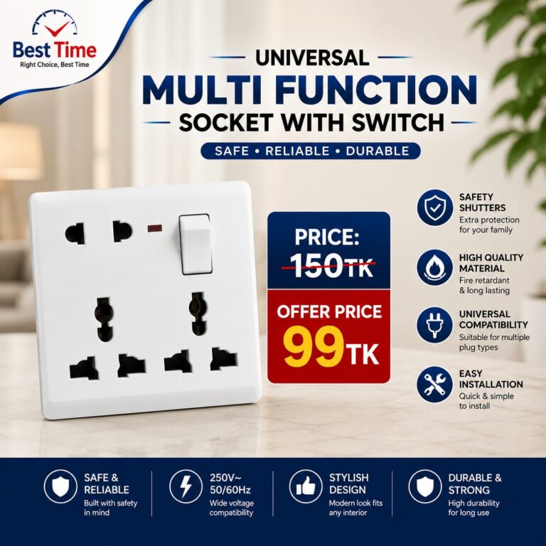 Multi Function Universal Wall Switch Socket - 8 Pin Universal Socket- Only Socket