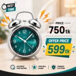 Classic Metallic Design Analog Alarm Clock - Accurate Time