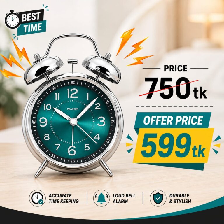 Classic Metallic Design Analog Alarm Clock - Accurate Time