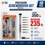 Precision Screwdriver Set 10 in 1 Repair Tool Kit With Magnetic Steel Bits Precision Aluminum Handle and Steel Long Shaft Repair Precision Screwdriver Set