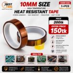 Heat Resistant Kapton Tape Polyimide Reflective Tape High Temperature Adhesive Polyimide Faucet Electronic Industry- Wide-10mm