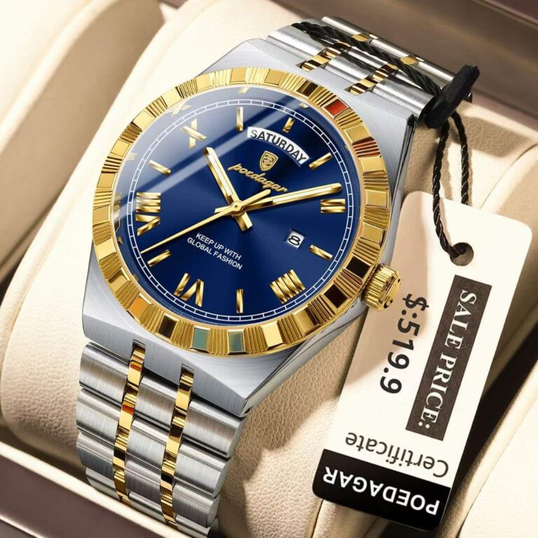 POEDAGAR 675 Fashion Business Men’s Watch Luminous Waterproof Week Date Luxury Man