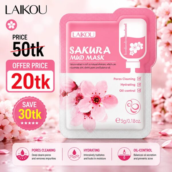 Laikou Japan Sakura Mud Face Mask Anti Wrinkle -1Pc