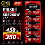 Maxell Sr626sw 377 1.55v Silver Oxide Button Cell Watch Battery 1Pc