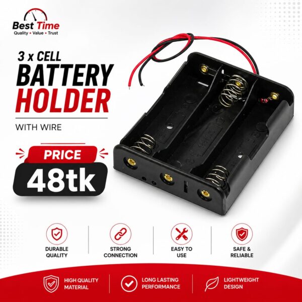 18650 Battery Holder Case 3 Cell With Wire
