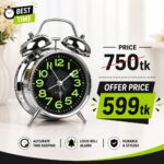 Classic Metallic Design Analog Alarm Clock - Accurate Time