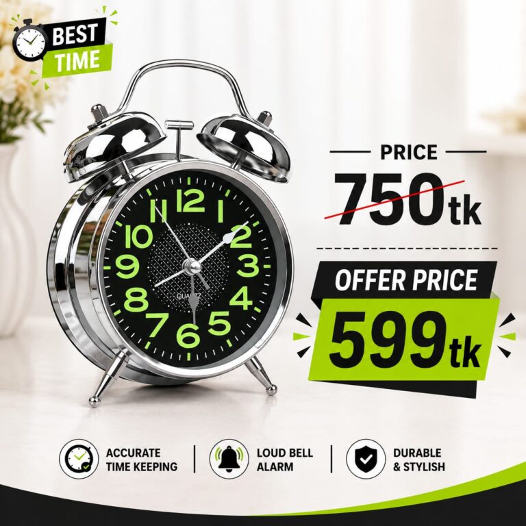 Classic Metallic Design Analog Alarm Clock - Accurate Time