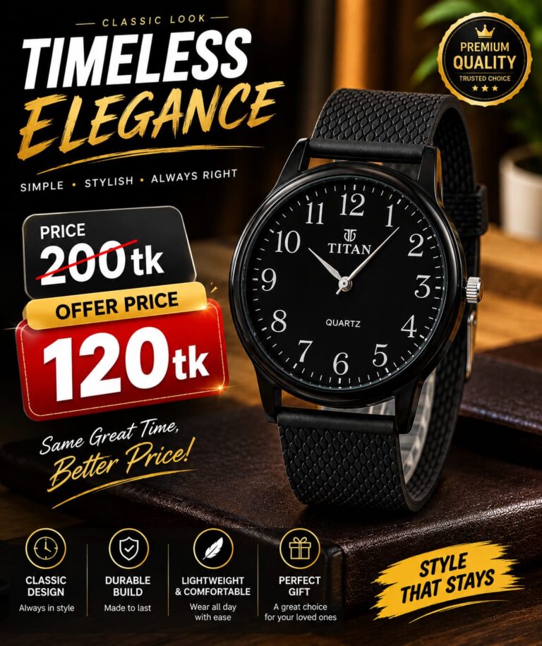 New Fashionable Stainless Analogue Hand Watch For Men's - Black