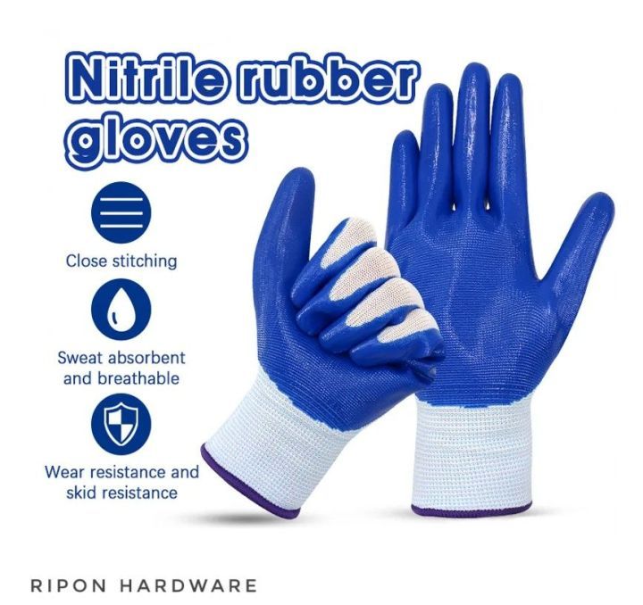 Nylon Rubber Coated Safety Hand Gloves For Industrial Household Bike Riding Hand Gloves 1 Pair
