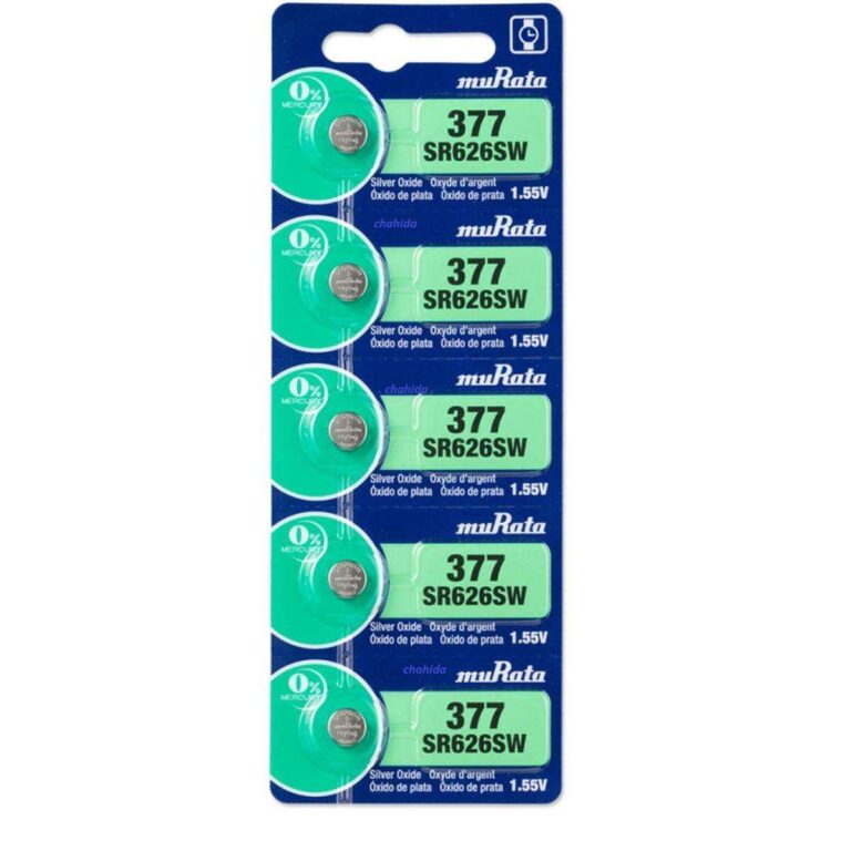 Murata 377 Battery SR626SW 1.55V Silver Oxide Watch Button Cell (5 Batteries)