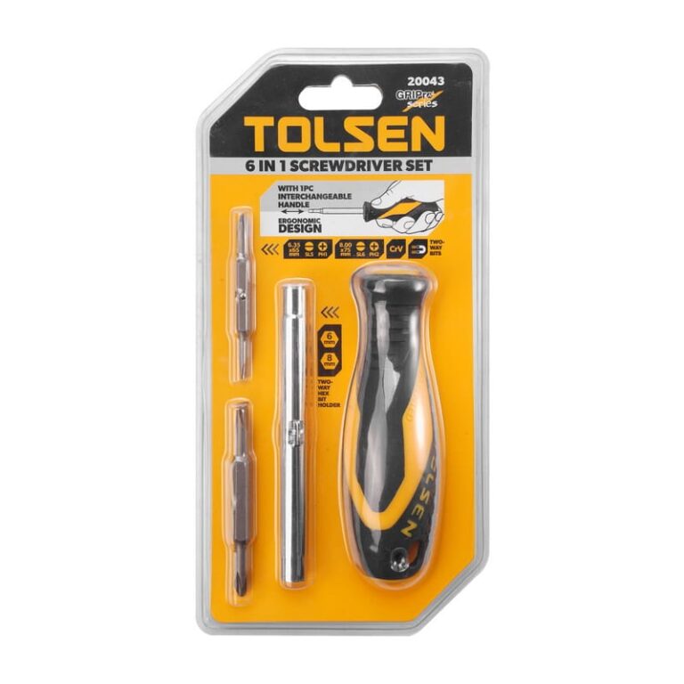 TOLSEN 6 in 1 Screwdriver Set (Philip & Flat) Interchangeable Model: 20043 TPR Handle